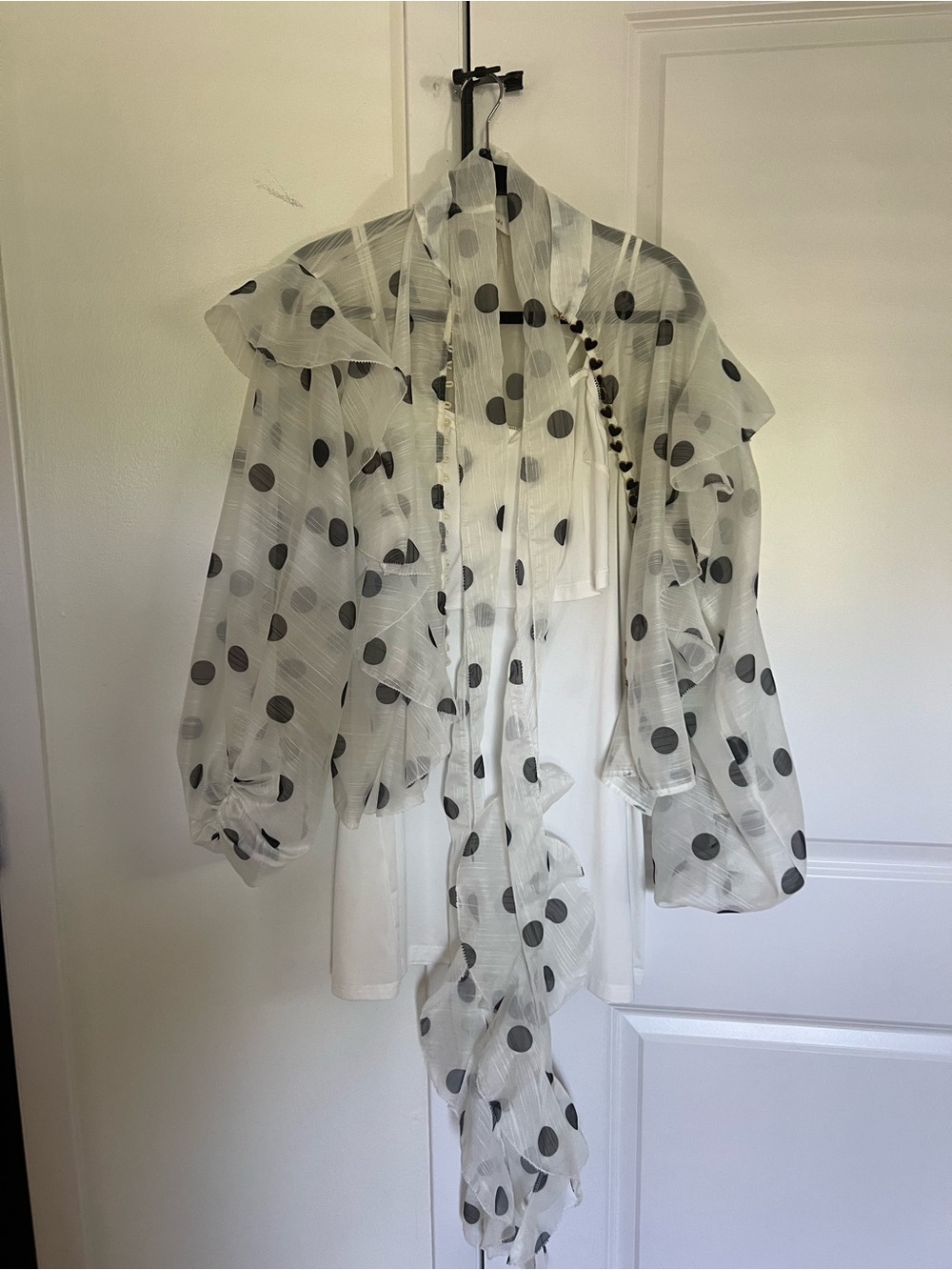 Zimmermann Runway 2024 Crush Polka Dot Silk & Linen Maxi Skirt and Blouse Set - Picture 6 of 14